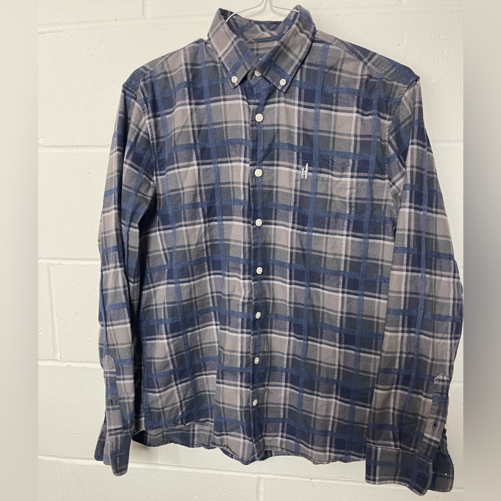 Johnnie-O Hangin’ Out Flannel Plaid Shirt Men’s L Portugal Cotton